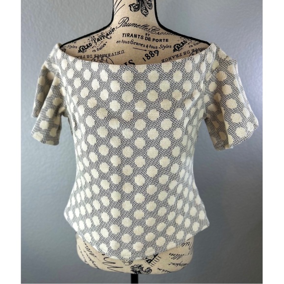 NWT Anthropologie eri + ali polka dot top off shoulder, size Medium - Picture 3 of 14
